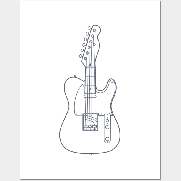 Three Frets T-Style Electric Guitar Outline Wall Art by nightsworthy